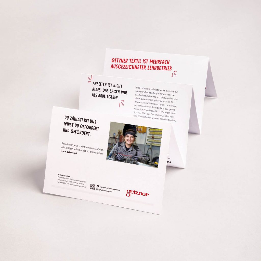 Getzner Textil – Lehrlingskampagne – Info-Folder