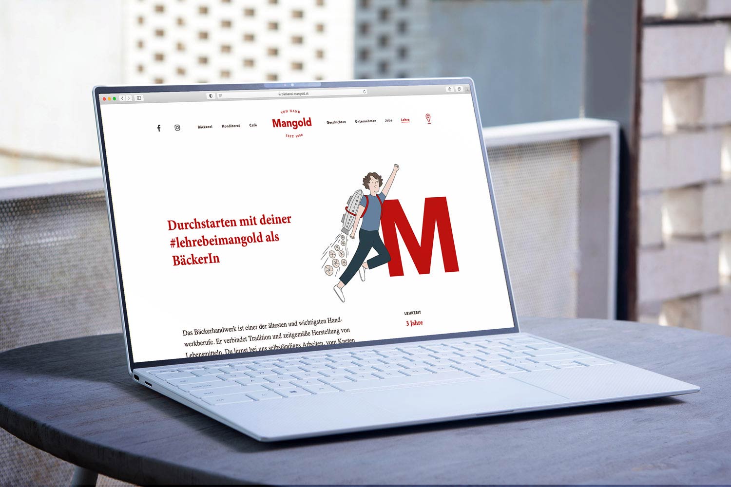 Bäckerei Mangold – Werbekampagne Lehrlinge – Landingpage auf Desktop
