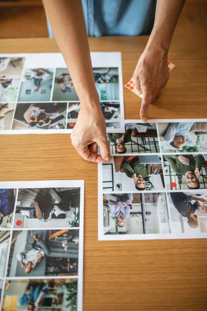 Bildauswahl auf Druckbogen