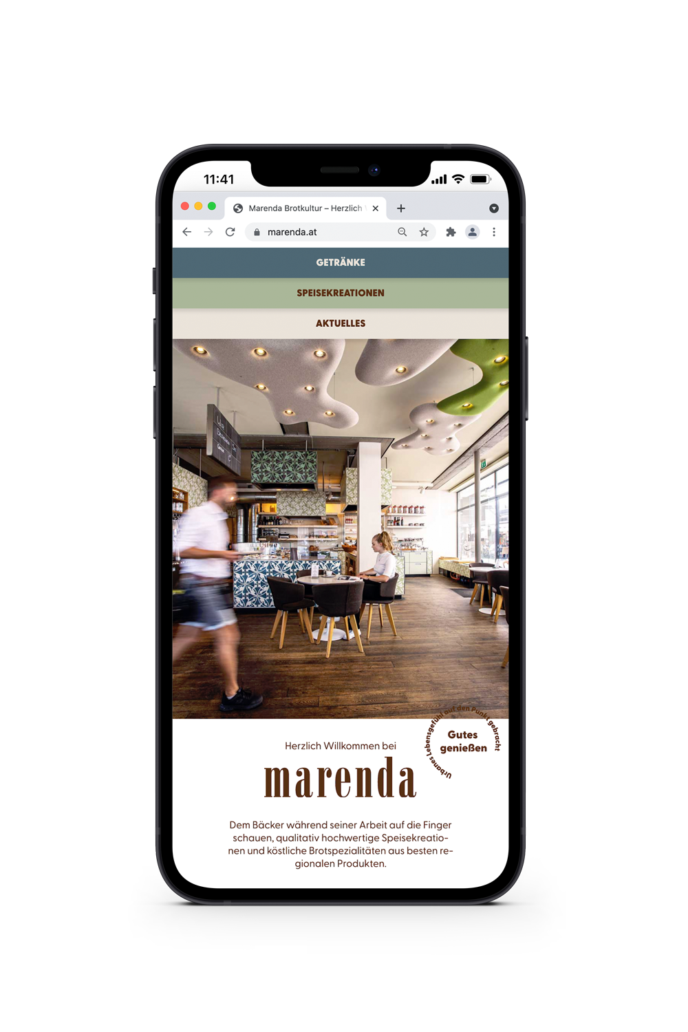 Digitales Marketing – Website Marenda auf Smartphone