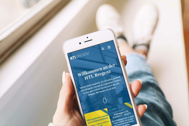 Screendesign der Startseite auf Smartphone