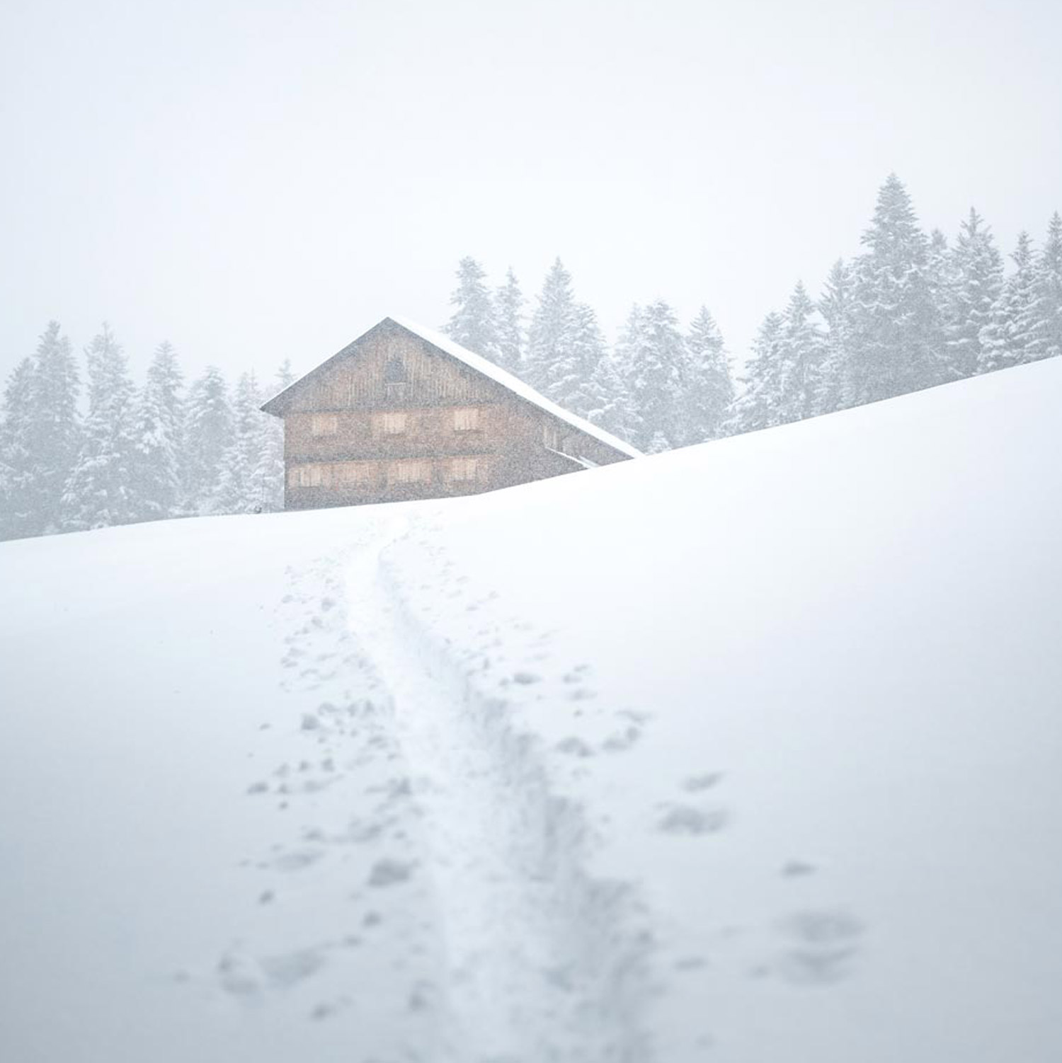 Bregenzerwald Image Hütte Winterweg schneit