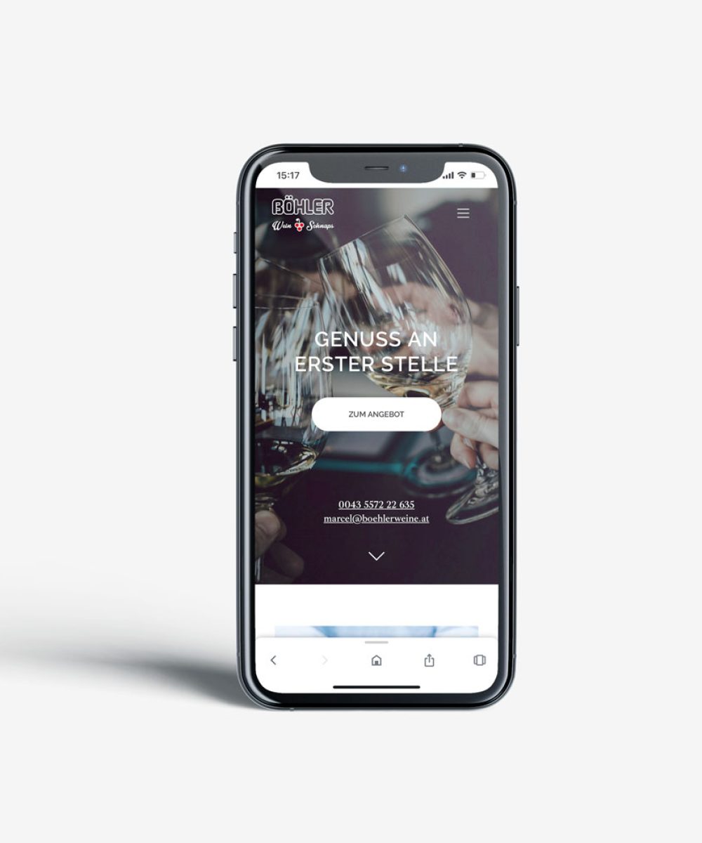 Digitales Marketing – Böhler Weine – Website auf Smartphone